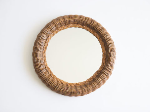 Miroir rond en osier