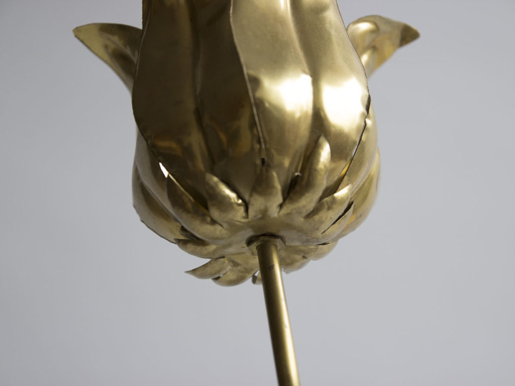 Lampe fleur en métal doré