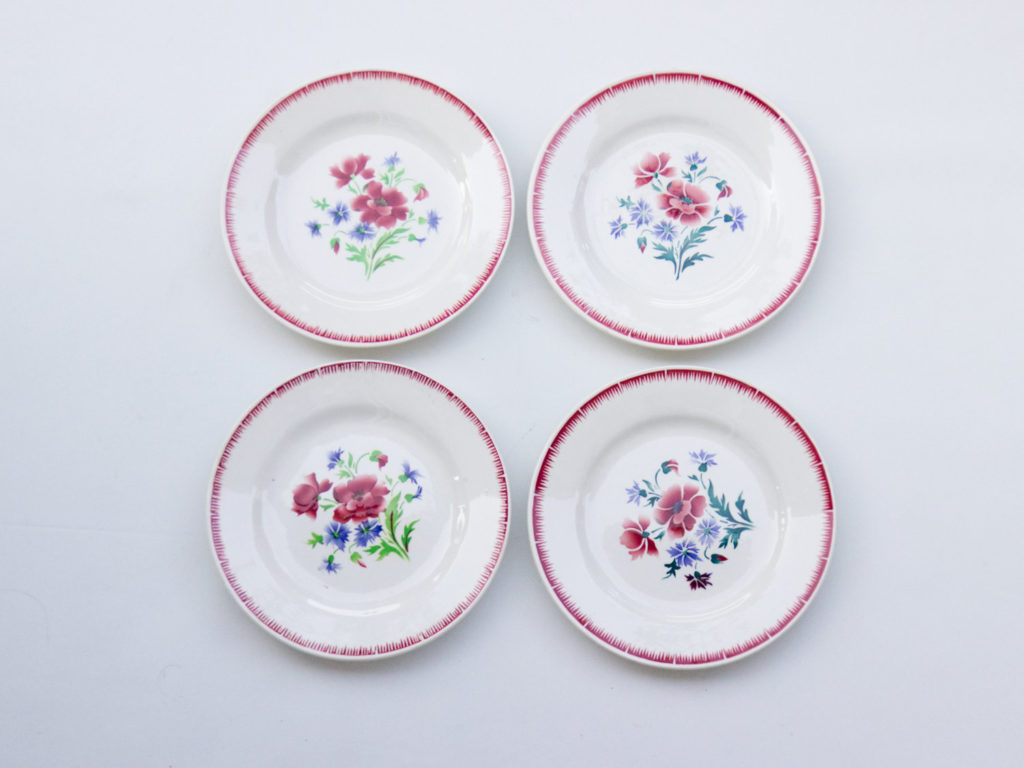 4 assiettes Digoin modèle Prairial
