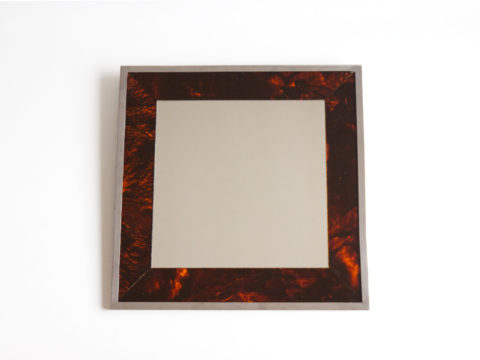 Miroir carré en métal chromé et Plexiglas