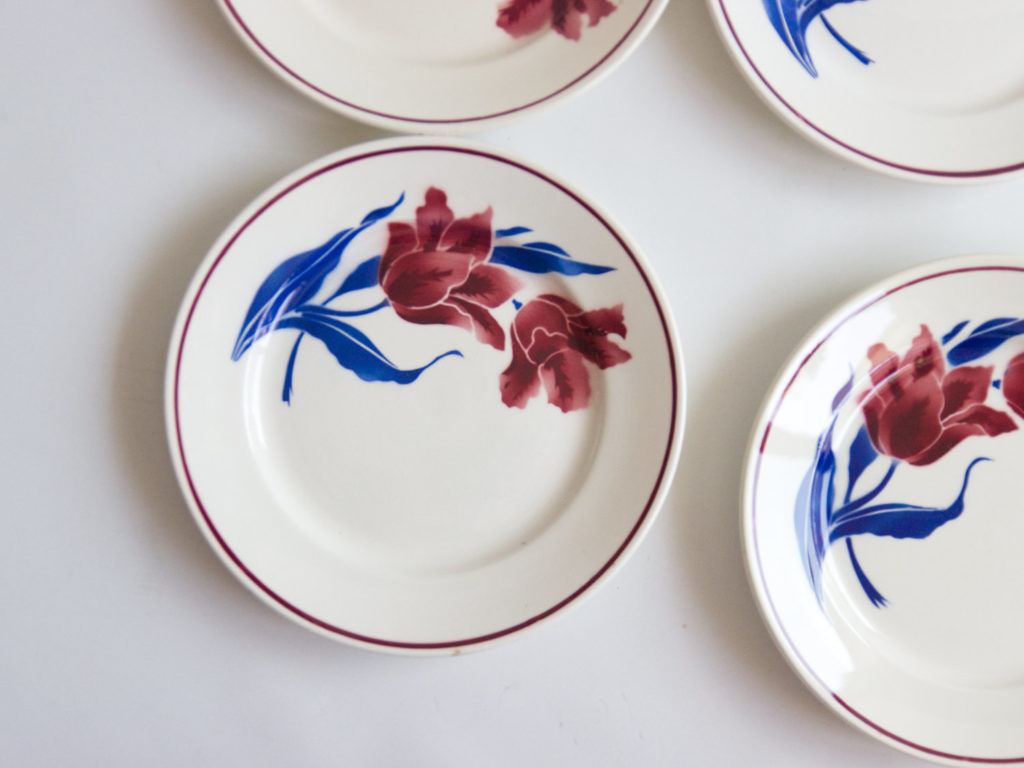 6 assiettes plates Badonviller modèle Tulipes