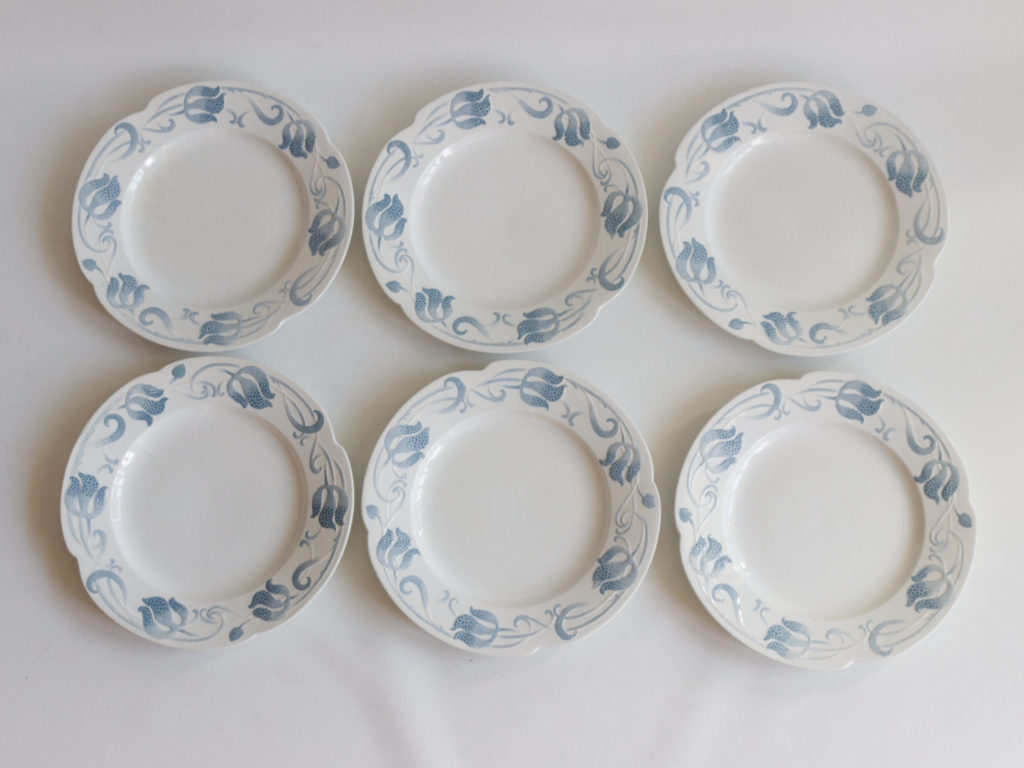 6 assiettes plates Sarreguemines modèle Tircis