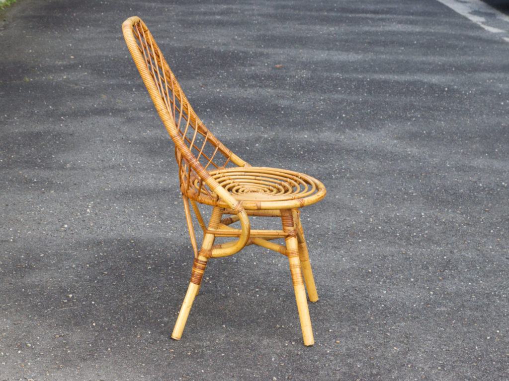 Chaise en rotin des années 50-60