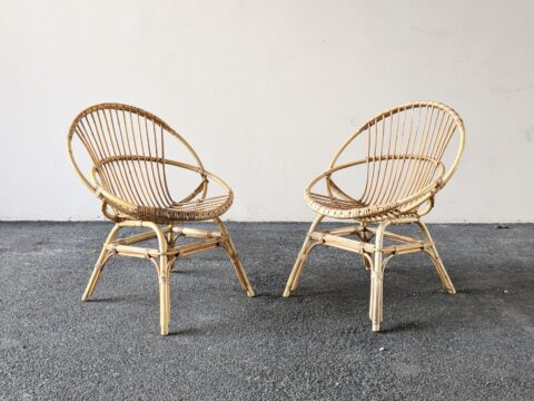 Paire de fauteuils en rotin